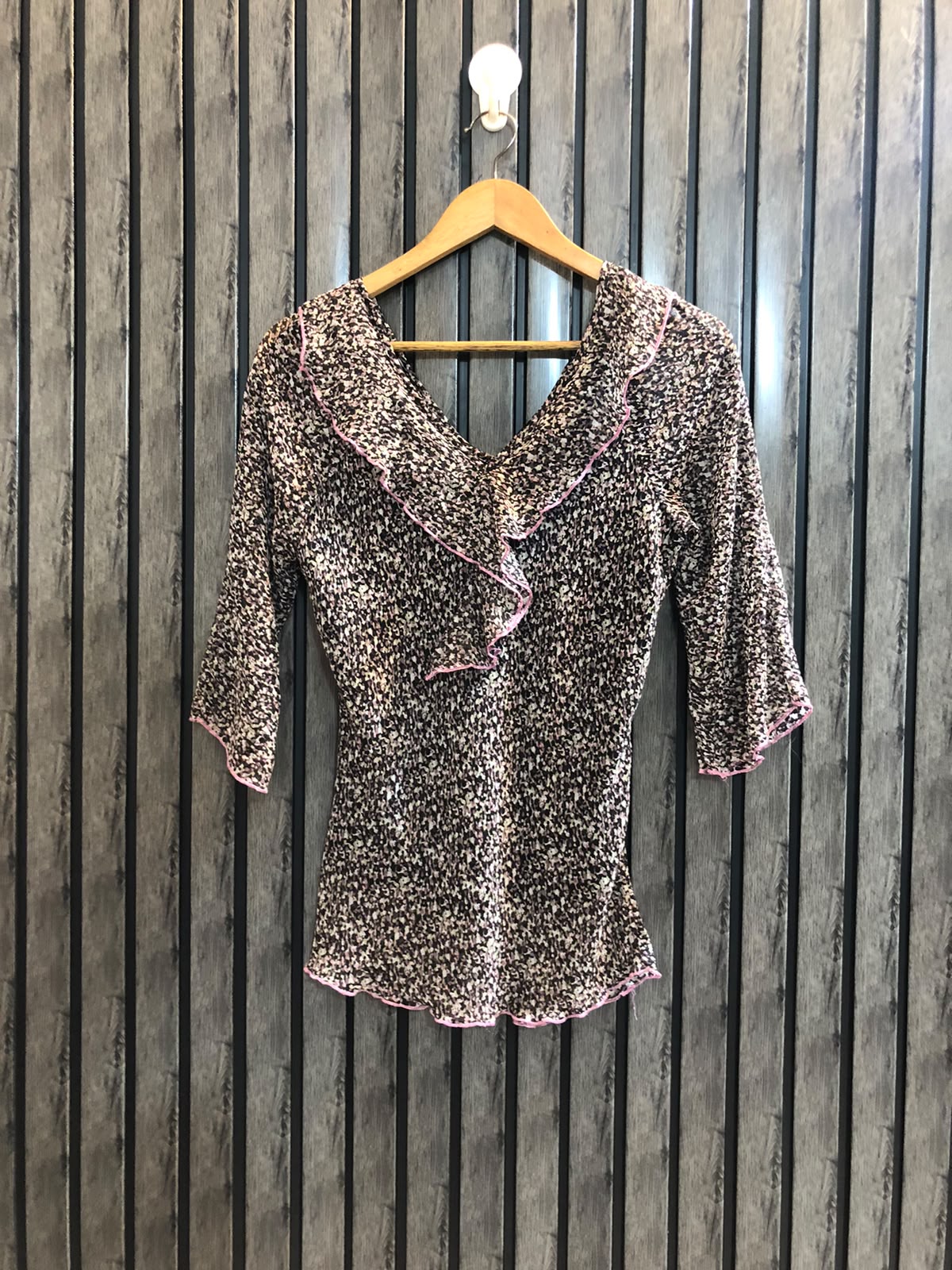Chest 17  Length 25  Fabric Chiffon Women's Modern Full Sleeve Top