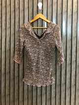 Chest 17  Length 25  Fabric Chiffon Women's Modern Full Sleeve Top