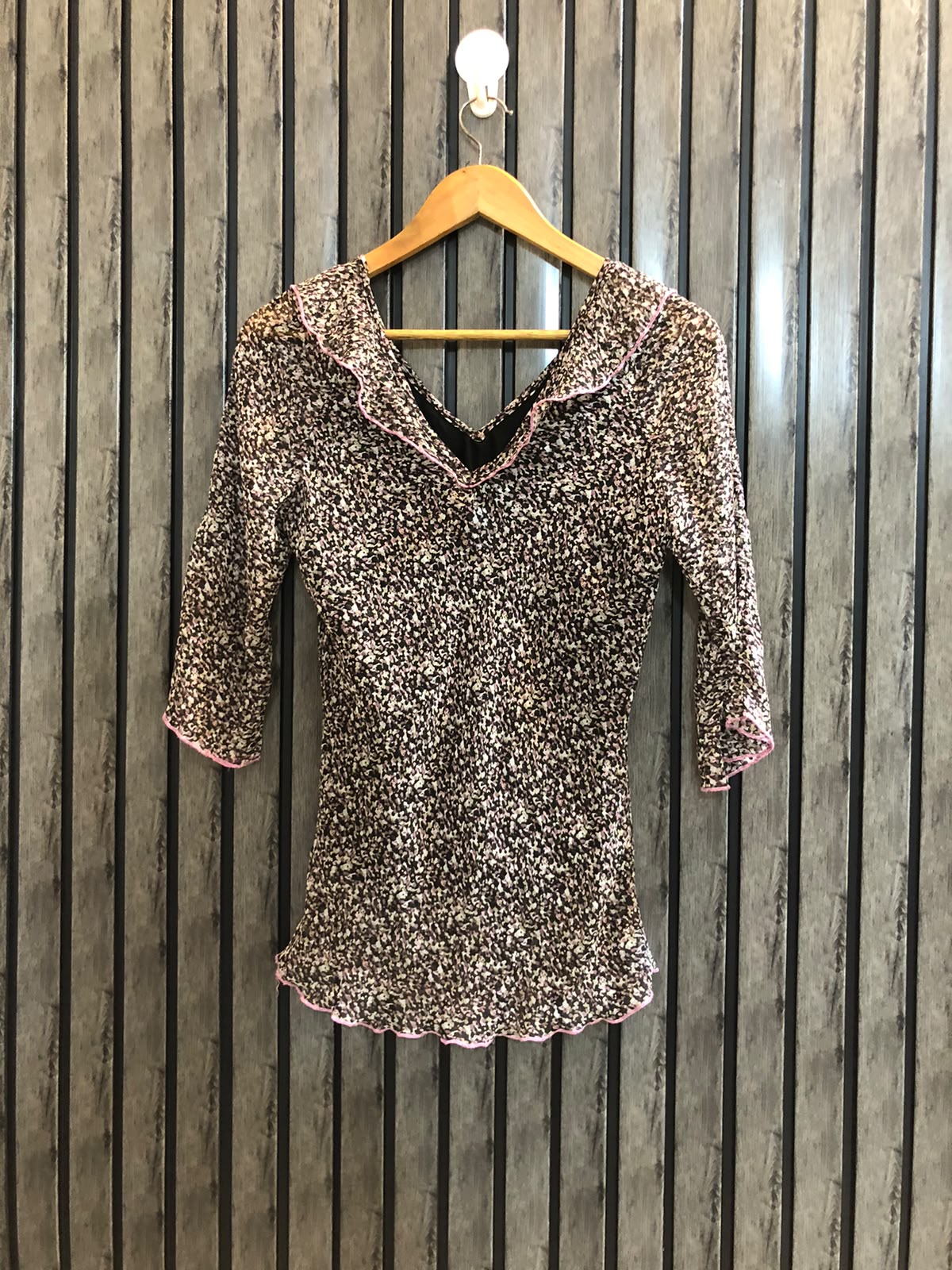 Chest 17  Length 25  Fabric Chiffon Women's Modern Full Sleeve Top