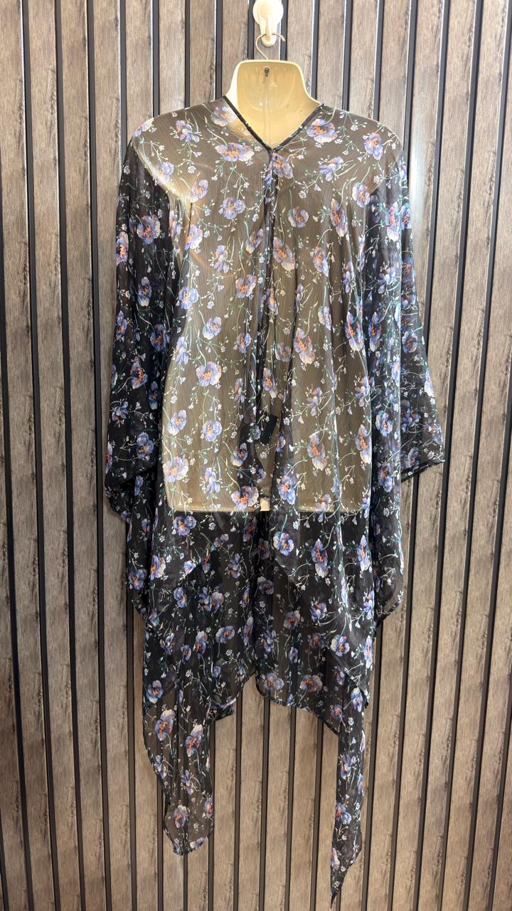 Chest Free Size  Length 43  Fabric Chiffon Women’s Glamorous Western Party Ponchos