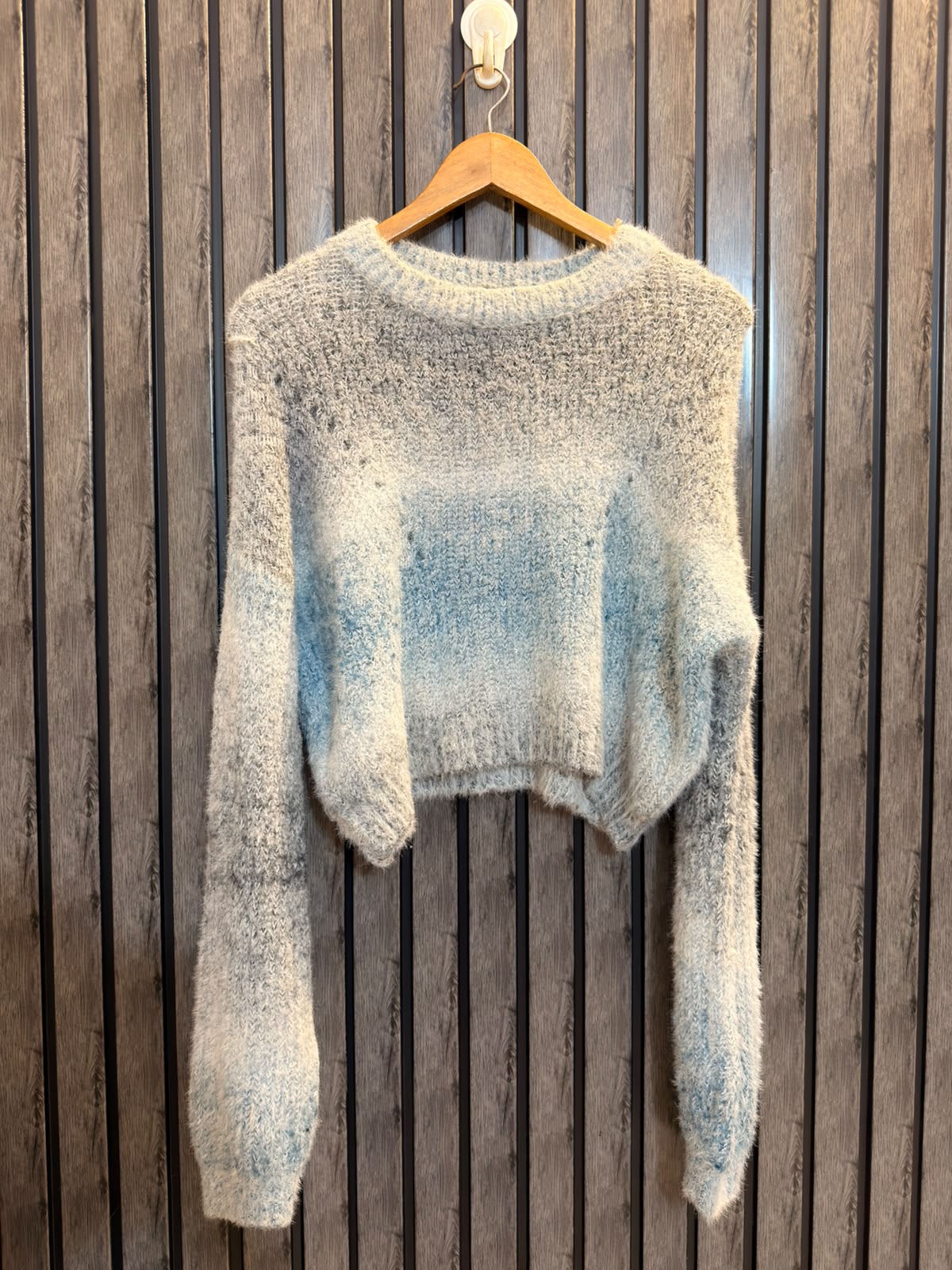 Chest small to medium  baggy style  Lenght 19 Stylish Western Rabbit Wool Sweater
