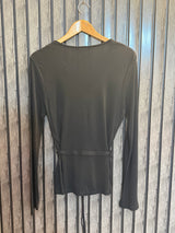 Chest 19  Length 25  Fabric Silk Jersey Slim Fit Ribbed Crop Top